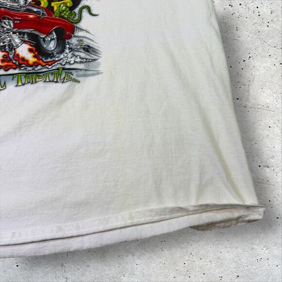 Vtg SS Camaro Rat Fink Ed Roth Style T-Shirt Wide Open Full Throttle White Sz 3X - Picture 5 of 13